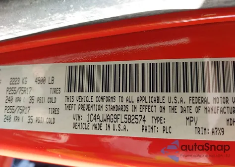 2015 Jeep Wrangler Sport z USA, uszkodzony, nr VIN 1C4AJWAG9FL582574